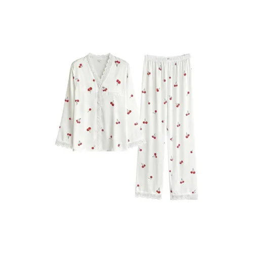 Daiyindie Осенние и зимние пижамы для женщин ледяной шелк с длинными рукавами домашние комплекты