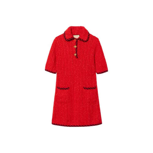 GUCCI FW22 Короткий рукав Платье Женское Красное