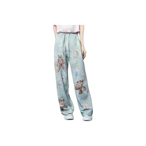 LALABOBO Blue Unisex Casual Pants LALABOBO Синий Унисекс Повседневные Штаны