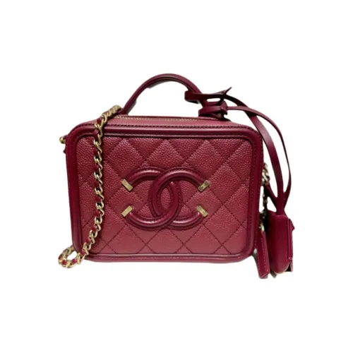 CHANEL Зернистая кожа личи Телячья кожа Сумка Маленькая Женская Темно-красная