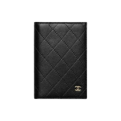 Chanel Мужской держатель для карт из кожи с текстурой под козью шерсть черный