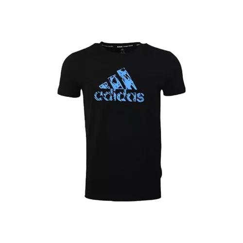 Adidas T-Shirt Мужской Черный Синий Логотип