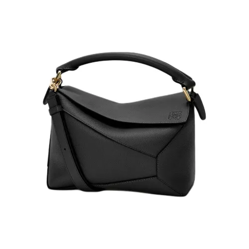LOEWE Пазл Телячья кожа Одно плечо Сумка Маленькая Женская Черная