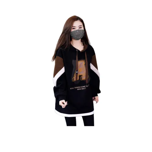 LANGQING Черный Бесплатная доставка Бренд Наклеенный Женские Свитшоты