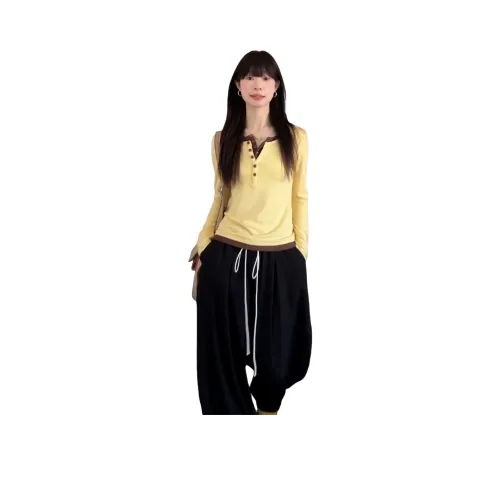 Mu Xiao Xin Желтый Подарочный набор для MU Xiaoxin Бренд Наклеенный Женские T-рубашки