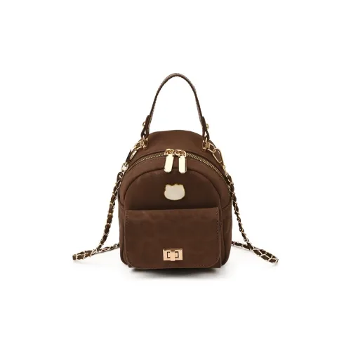 Kewuku ПУ (полиуретан) Рюкзак Сумка Женская Коричневая с Леопардовым Принтом