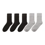[5 Пачка Утолщенные Шерстяные Носки] 3 Черных 2 Светло-Серых