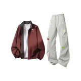 Фуксия + Светло-серые штаны