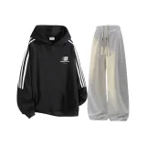 Чёрный топ + серые штаны Фотиния