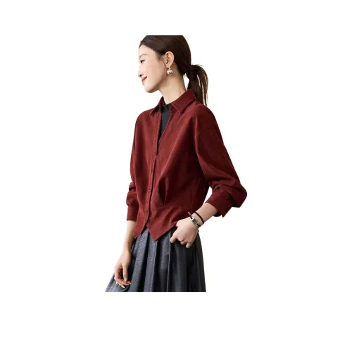 Mo Han Yi Mei Бордовые Женские Рубашки