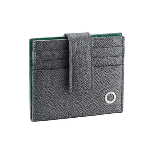 BVLGARI Телячья кожа Держатель для карт Мужской Серый