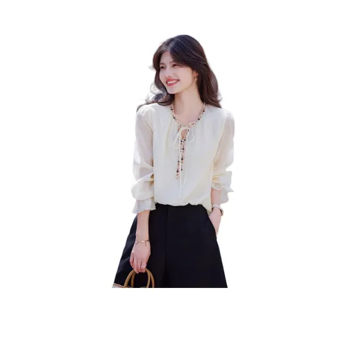 Mu Xiao Xin Бежевый Giveaway Бренд Наклеенный Женские Рубашки