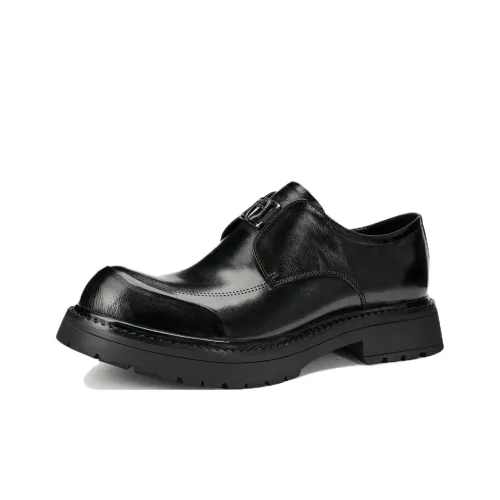 Brounvanm Повседневные кожаные туфли низкий топ черные мужские