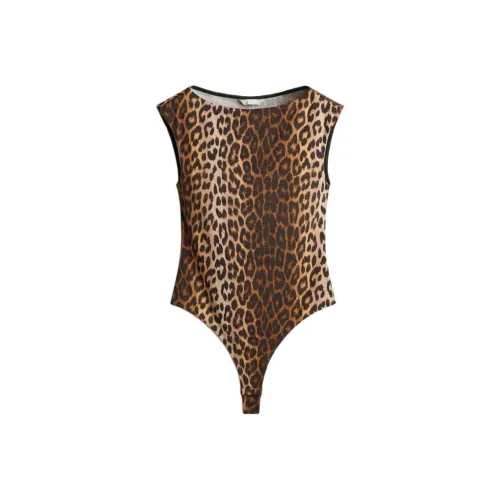 H M Бежевый Леопардовый принт Женское боди