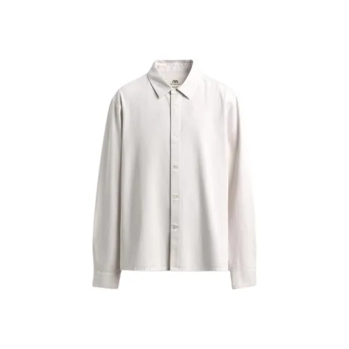 ZARA Men's White Oyster Shirt ZARA Мужская Белая Рубашка Oyster