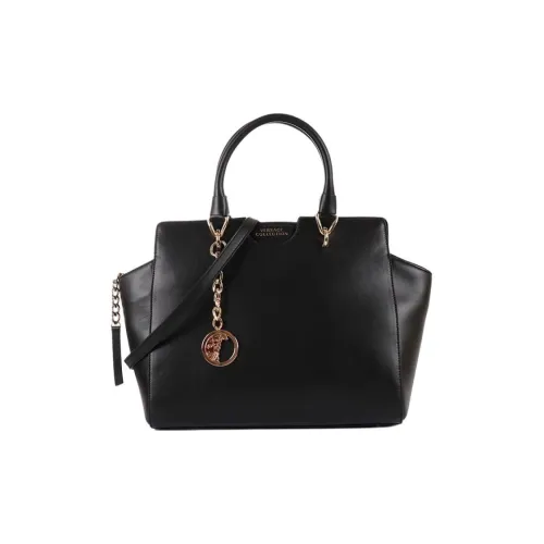 VERSACE JEANS COUTURE Кожа Сумка сома Портативная Сумка через плечо Сумка через плечо Большая Женская Черная