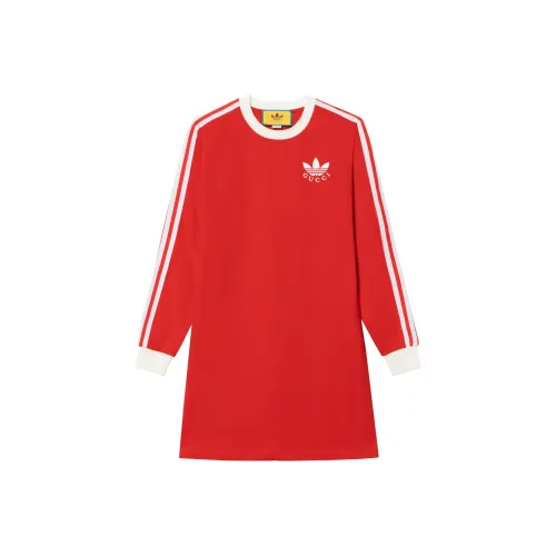GUCCI x Adidas GUCCI x Adidas Collaboration SS22 Длинный рукав Платье Женское Красное