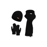Трехкомпонентный комплект [Шарф + Шапка и Кепка + Перчатка] - Черный