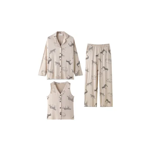 MEONSILL Весенний и Осенний комплект пижам Женская 3 штуки розовый