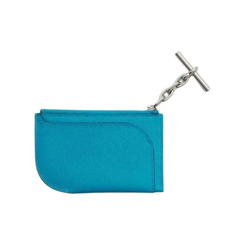 HERMES Ремень Evercolor Телячья кожа Держатель для карт Женские 0F BLEU Frida Синий