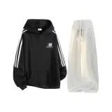 Чёрный топ + белые штаны