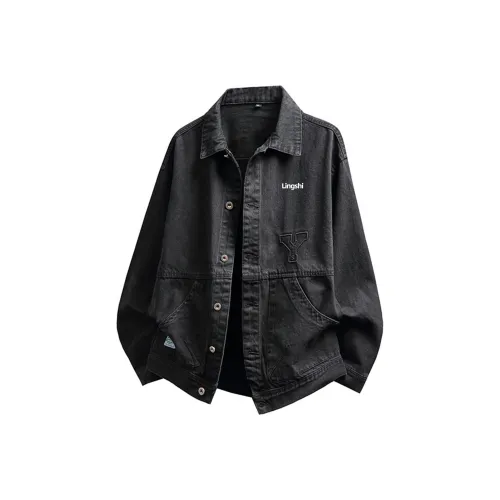 LINGSHI Черный Серый Цвет Унисекс Джинсовые Куртки
