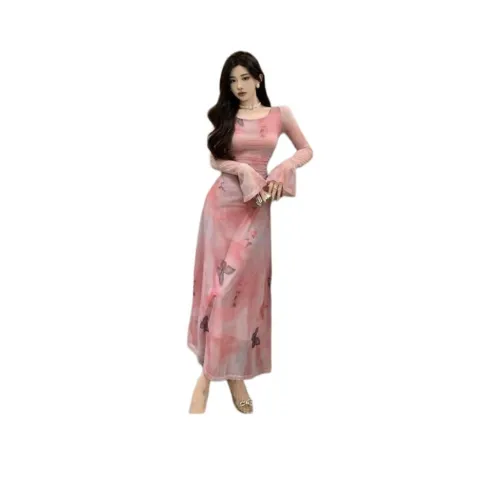 XIANSINIAO Длинное платье с длинными рукавами женское