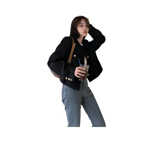 PZHK Черное Женское Короткое Пальто