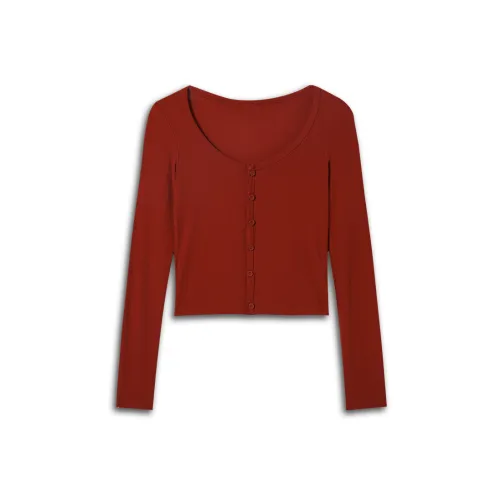 Zeng Xiaoxian Красный кардиган женские короткие топы