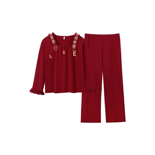 Qin Jing Пижамный комплект женский красный