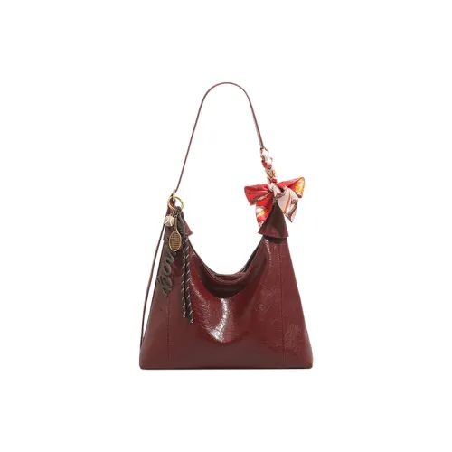 SMILE FOCUS Microfiber Synthetic Leather Shoulder Bag Standard Women's Burgundy