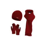 Трехкомпонентный комплект [Шарф + Шапка и Кепка + Перчатка] - Бордовый