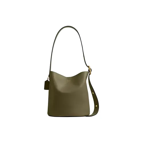 COACH Bleecker Кожа Сумка на плечо Большая Женская Латунь с Оливковым