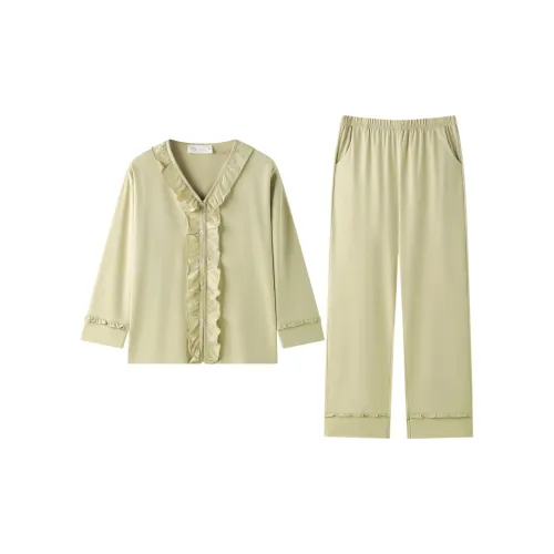 MEONSILL Весенний и Осенний комплект пижам унисекс 2 предмета оливково-зеленый