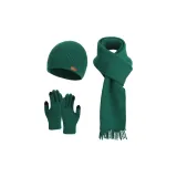 Трехкомпонентный комплект [Шарф + Шапка и Кепка + Перчатка] - Зеленый