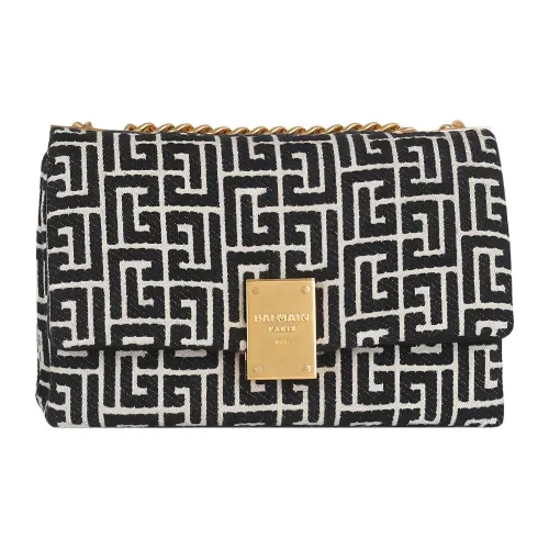 BALMAIN 1945 Хлопок Плечевая сумка Женская Черная Белая