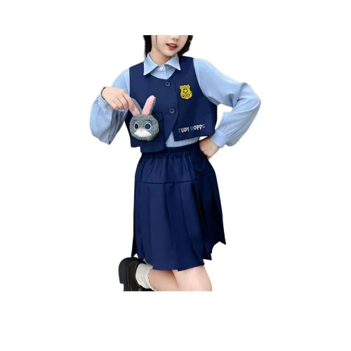 Meter Кролик Officer Четырехкомпонентный Набор [Рубашка + Жилет + Юбка] Комплекты для девочек с юбкой