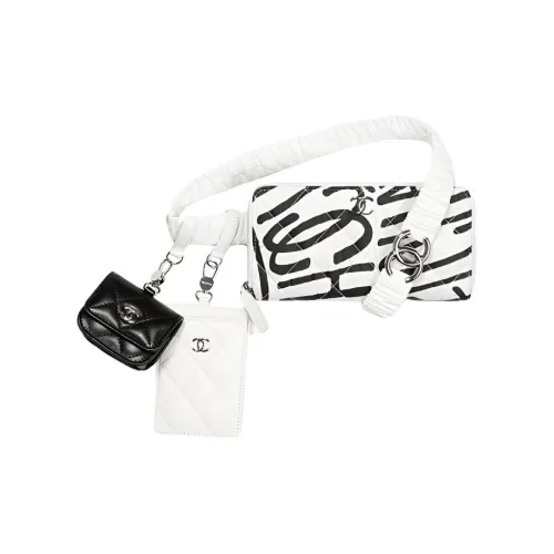 CHANEL Charm Бананка Монета Кошелек Держатель для карт Чехол для наушников Ожерелье Сумочка для украшений Женская Черный Белый Цветовая схема