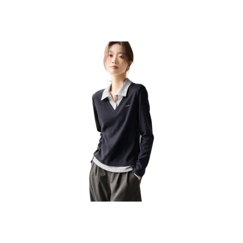 MOHANYIMEI Темно-синие женские рубашки