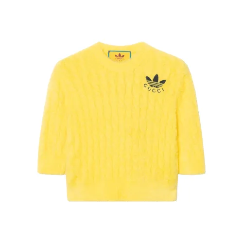 GUCCI X ADIDAS Originals Adidas X GUCCI Co Брендированная Серия SS23 Кроп Топ Женский Желтый