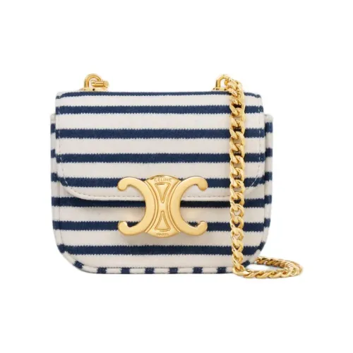 CELINE Claude Ткань Сумка через плечо Мини Женская Морской Синий и Коричневый