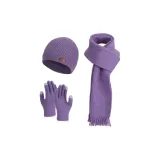 Трехкомпонентный комплект [Шарф + Шапка и Кепка + Перчатка] - Фиолетовый