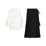 Комплект одежды (Белый топ + Черная юбка с китайским узором "конское лицо")