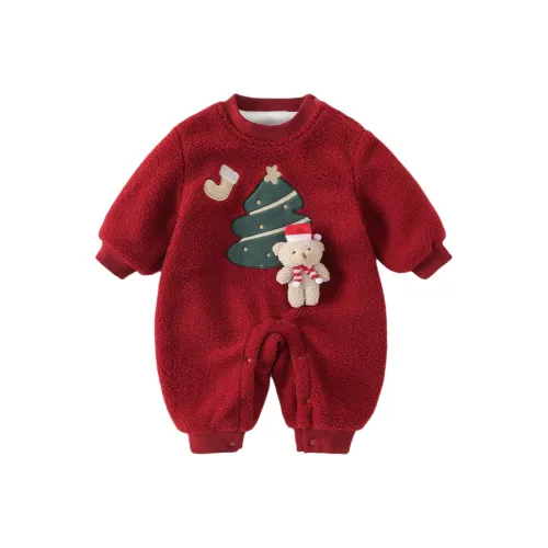 XiaoJinBu Темно-красный Малыш Комбинезоны Ползунки