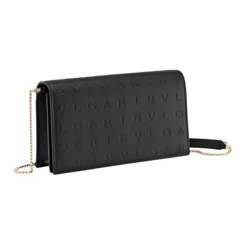 BVLGARI Logo Телячья кожа Кошелек Сумка через плечо Женская Черная