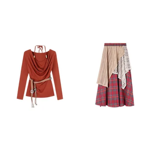 DITB Кирпично-красный Женский Комплект с Юбкой