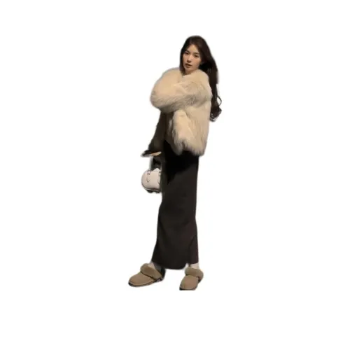 HKPXR Абрикос Женские Меховые изделия