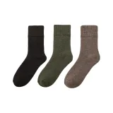 [3 упаковки утолщенных шерстяных носков] 1 черный, 1 армейский зеленый, 1 светлый кофейный