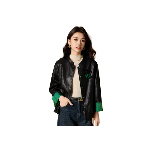 MEILANNI Черный и Зеленый Женский Короткий Пальто