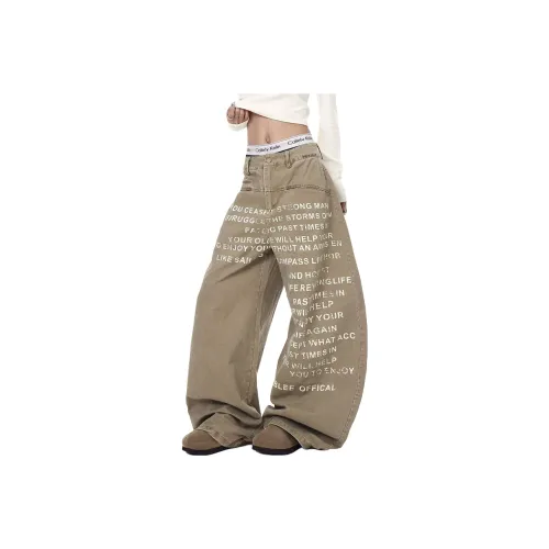 SNEIKLAU Хаки Унисекс Джинсы